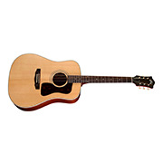 Horizontal side view of D-40E Standard Natural acoustic guitar thumb