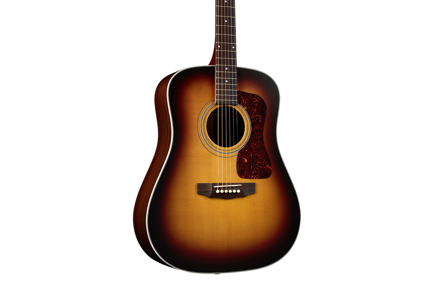 Close-up body view of D-50E Standard Antique Burst acoustic guitar