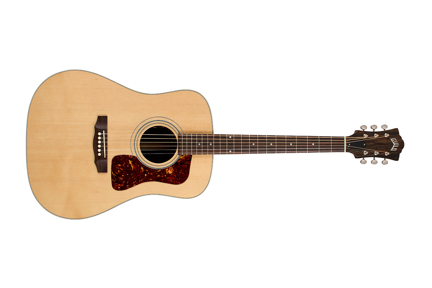 Horizontal front view of D-50E Standard Natural acoustic guitar