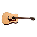 Horizontal side view of D-50E Standard Natural acoustic guitar thumb