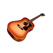 Horizontal angled front view of D-40E Standard Pacific Sunset Burst acoustic guitar thumb