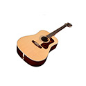 Horizontal angled front view of D-50E Standard Natural acoustic guitar thumb