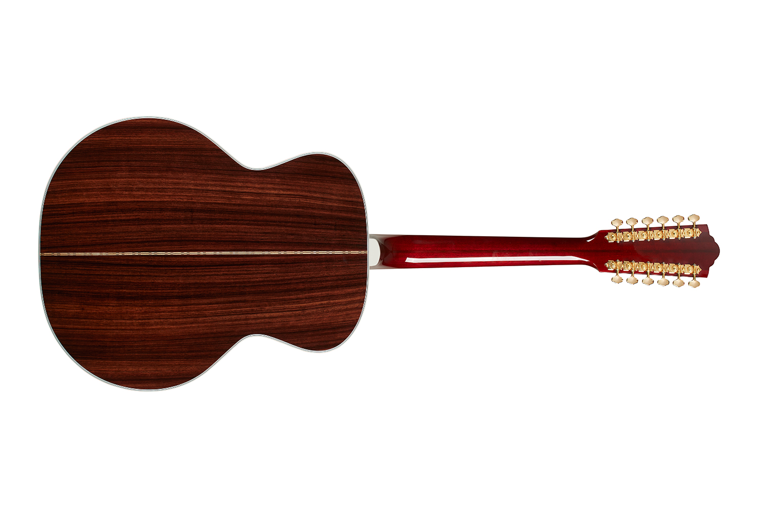 Horizontal back view of F-512 Antique Burst guitar