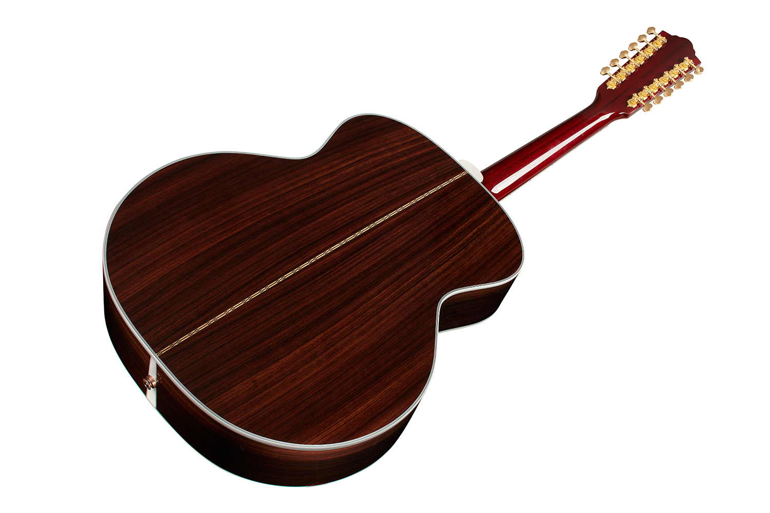 Horizontal back angle view of F-512 Antique Burst guitar