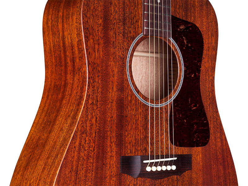 Horizontal back view of D-20 Natural acoustic guitar