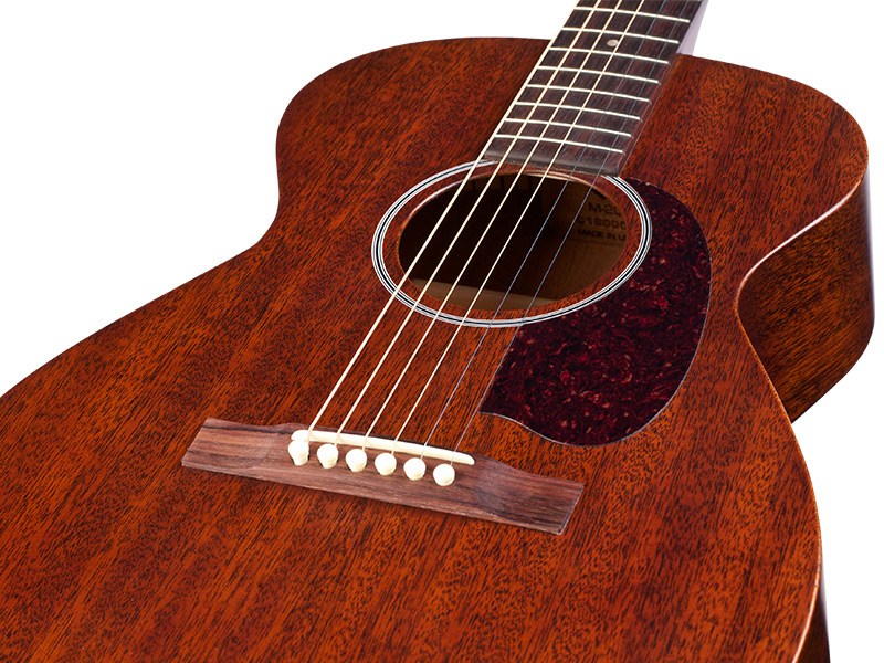 Horizontal back view of M-20 Natural acoustic guitar