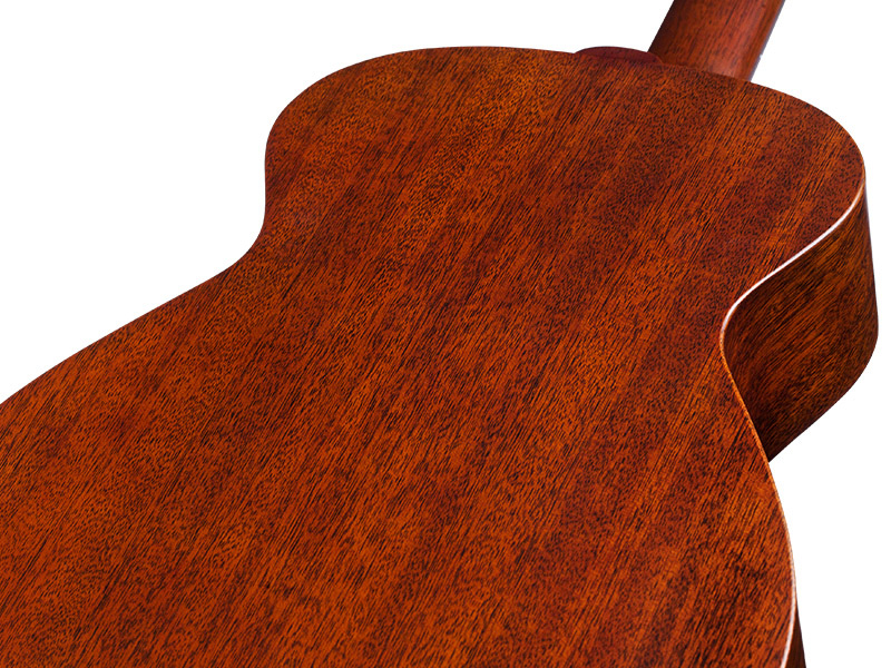 Horizontal back view of M-20 Natural acoustic guitar