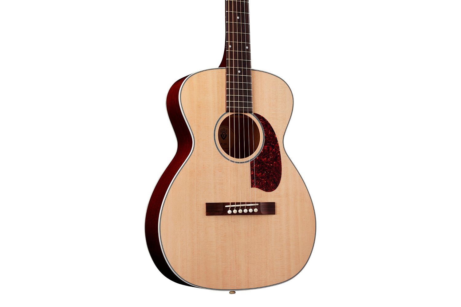 Close up body view of M-40 Standard Natural acoustic guitar