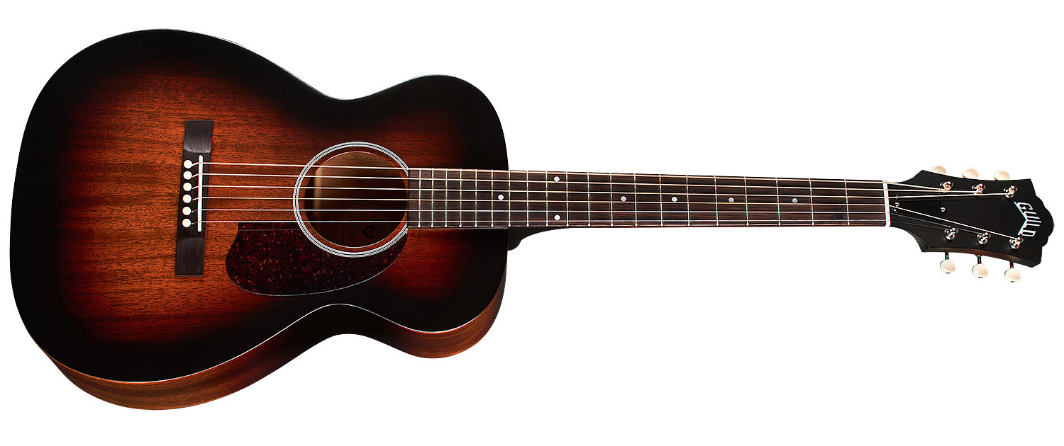 Horizontal side view of M-20 Vintage Sunburst guitar