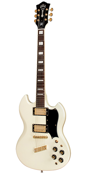 Vertical front view of Polara Kim Thayil Vintage White