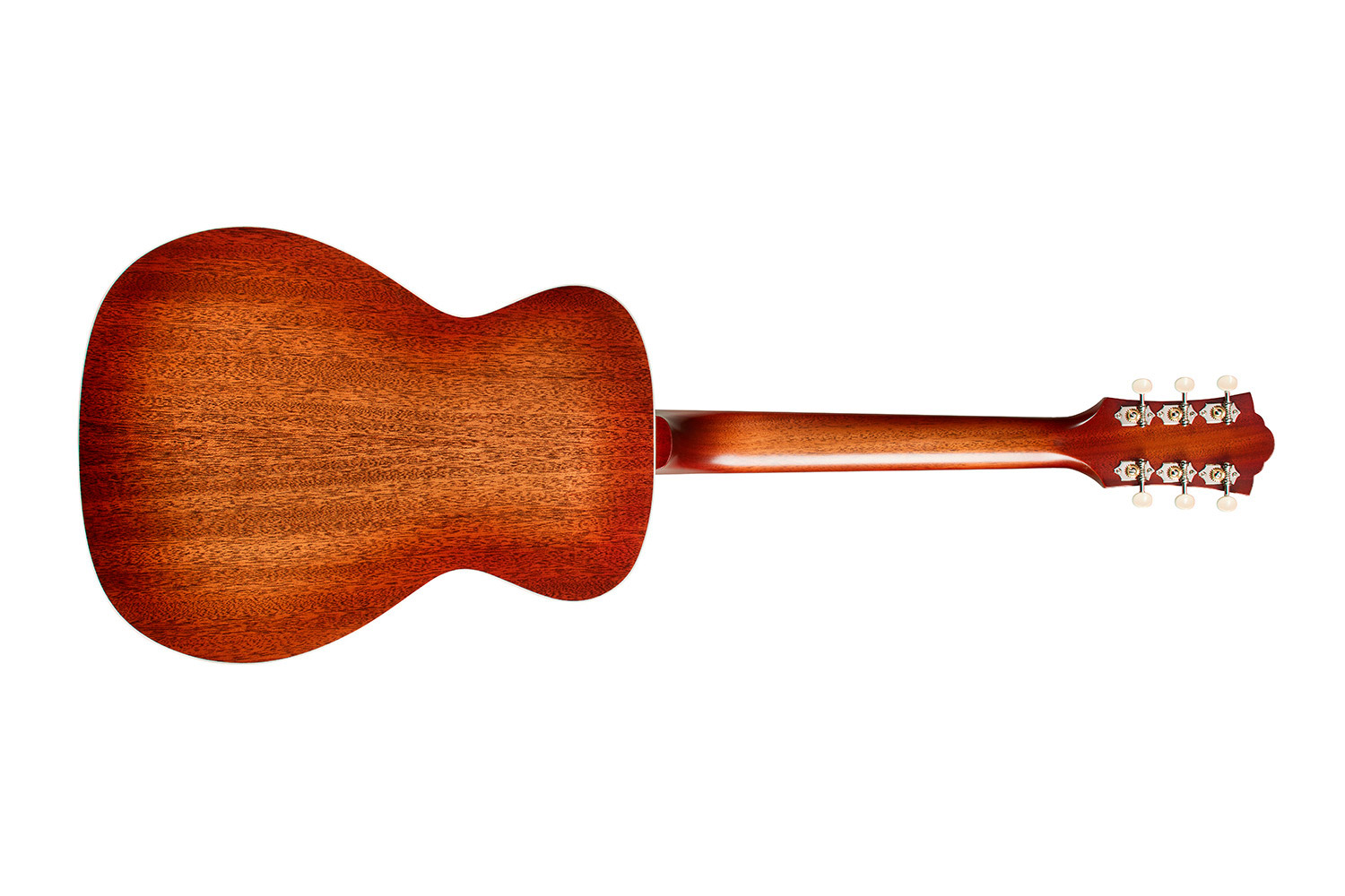 Horizontal back view of M-40 Standard Pacific Sunset Burst acoustic guitar