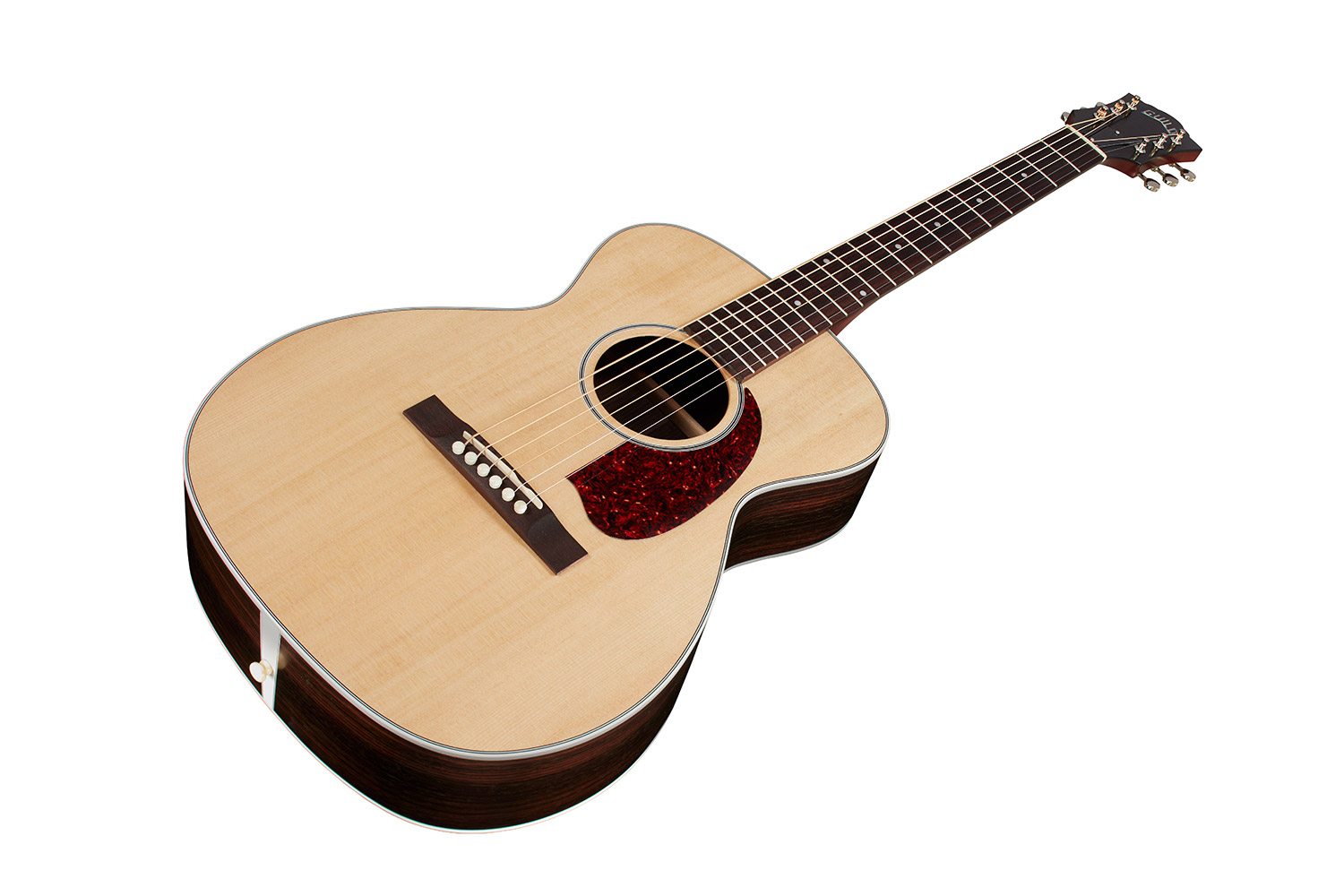 Angled front view of M-50 Standard Natural acoustic guitar
