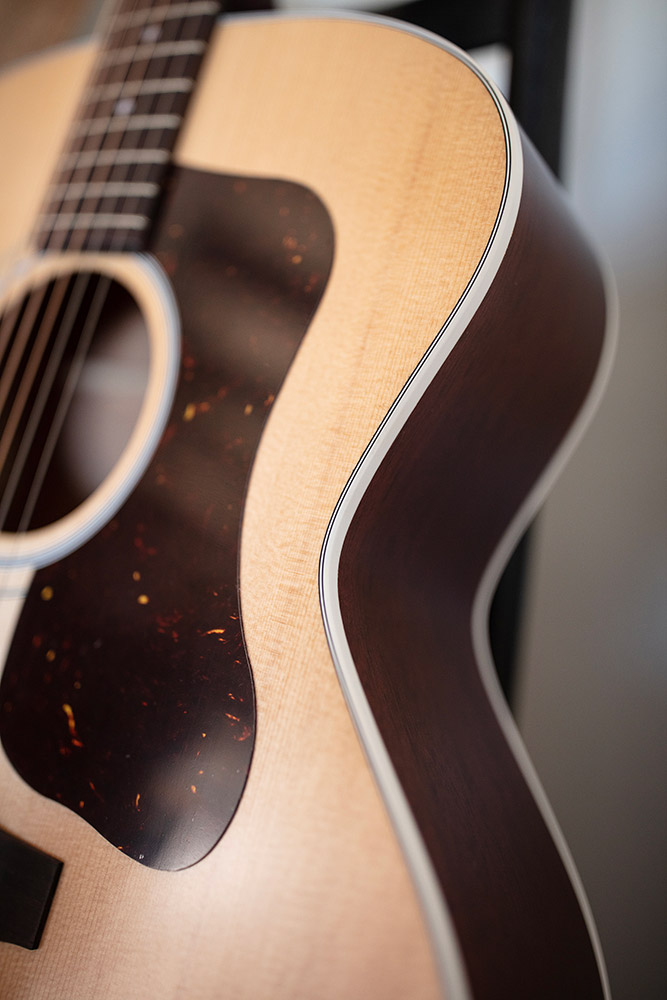 Close-up of F-40 Standard Natural pickguard