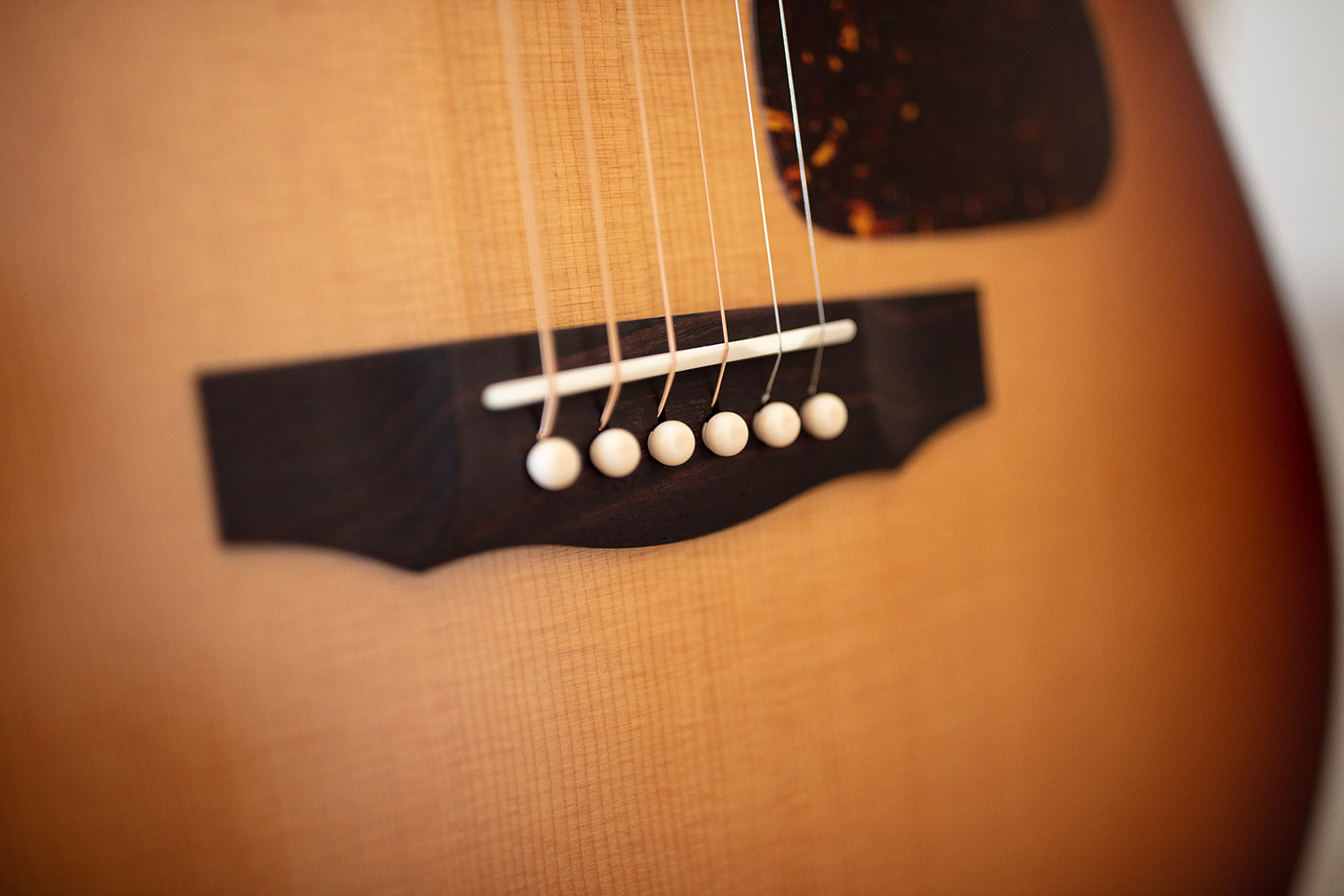 Close-up of D-40 Standard Pacific Sunset Burst bridge