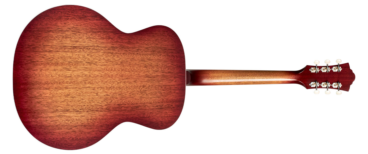 Horizontal back view of F-40 Standard Pacific Sunset Burst acoustic guitar