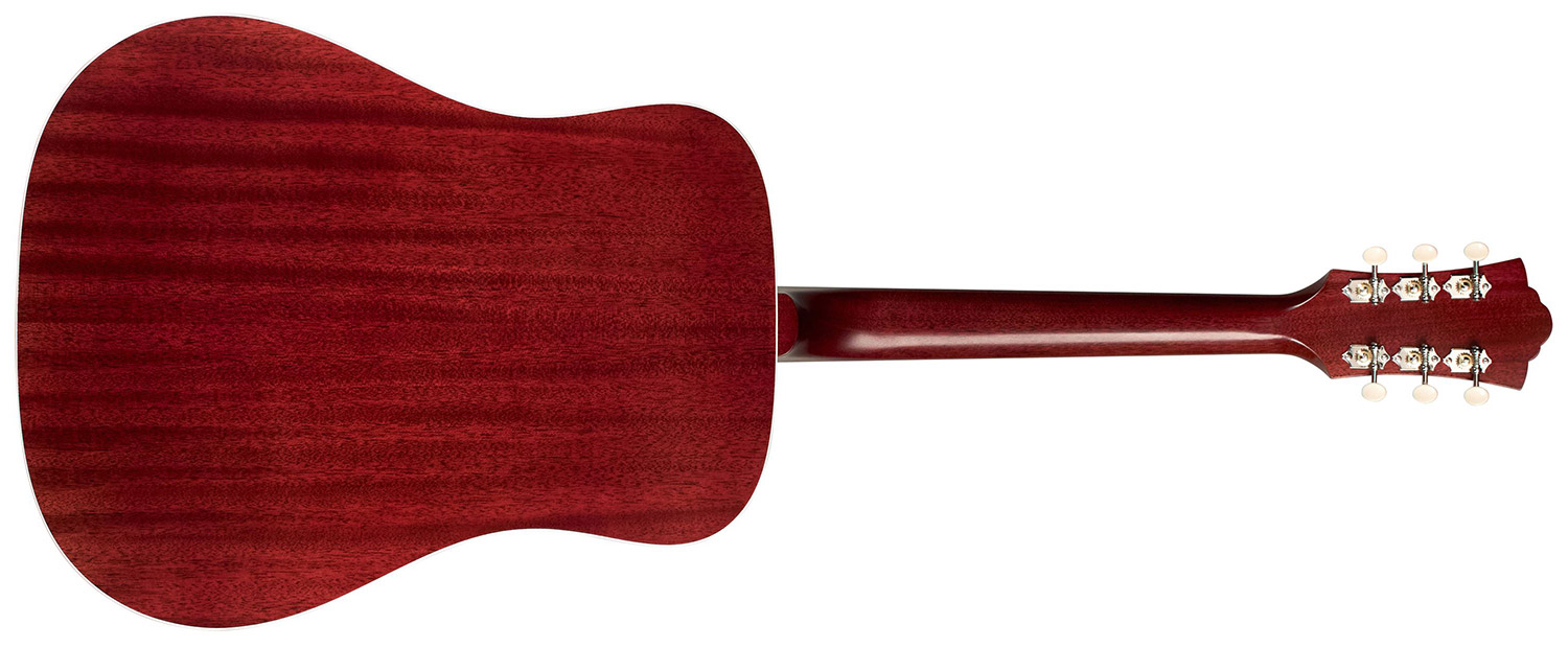 Horizontal back view of D-40 Standard Natural acoustic guitar