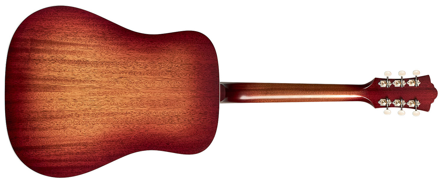 Horizontal back view of D-40 Standard Pacific Sunset Burst acoustic guitar