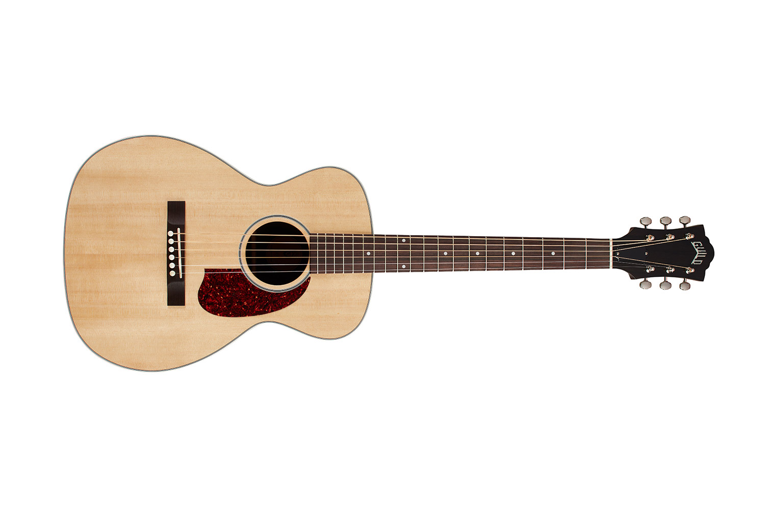 Horizontal front view of M-50 Standard Natural acoustic guitar