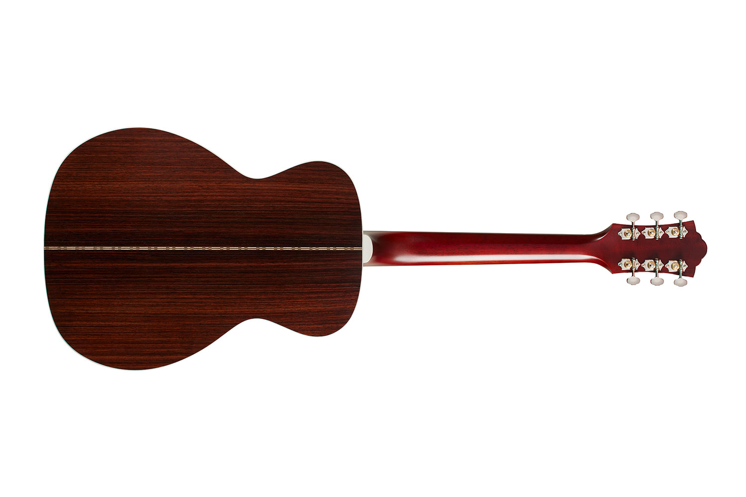 Horizontal back view of M-50 Standard Natural acoustic guitar