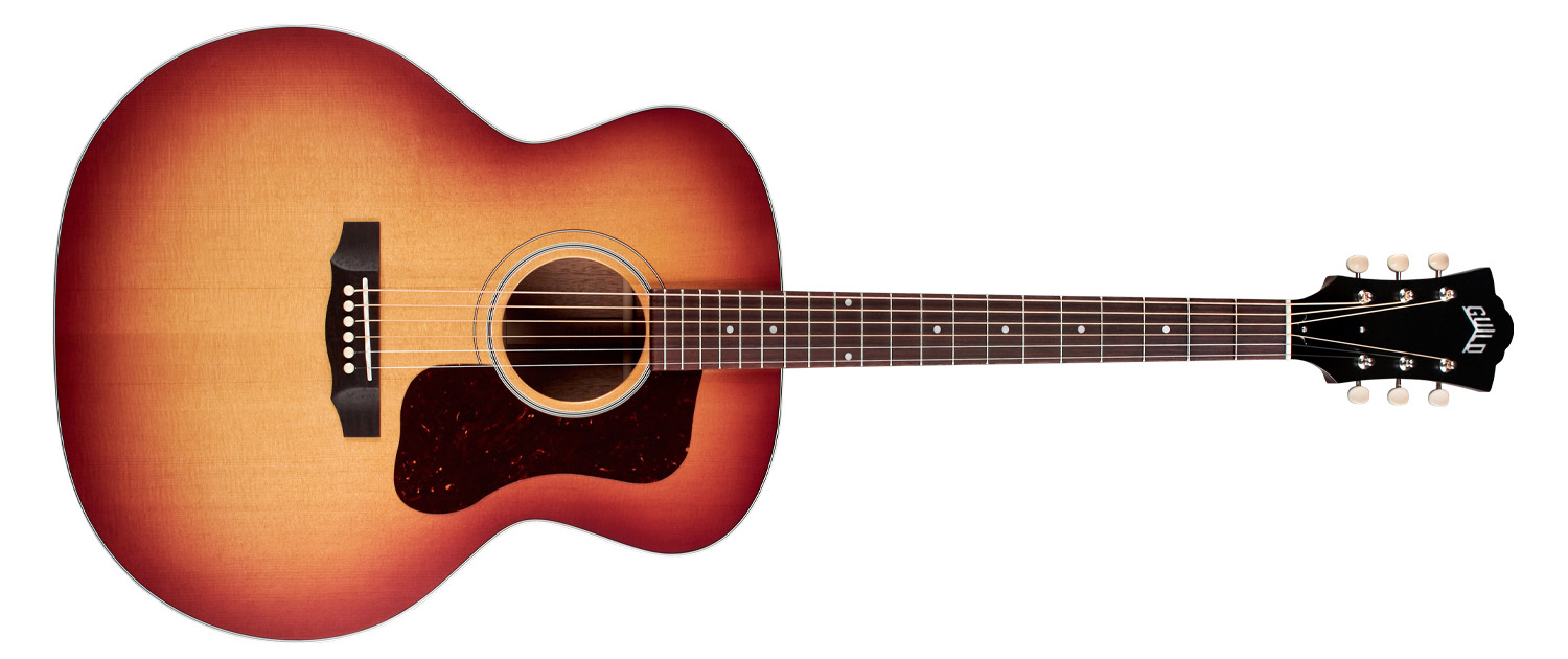 Horizontal front view of F-40 Standard Pacific Sunset Burst acoustic guitar