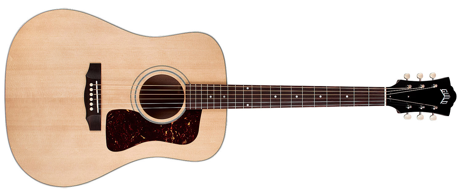 Horizontal front view of D-40 Standard Natural acoustic guitar