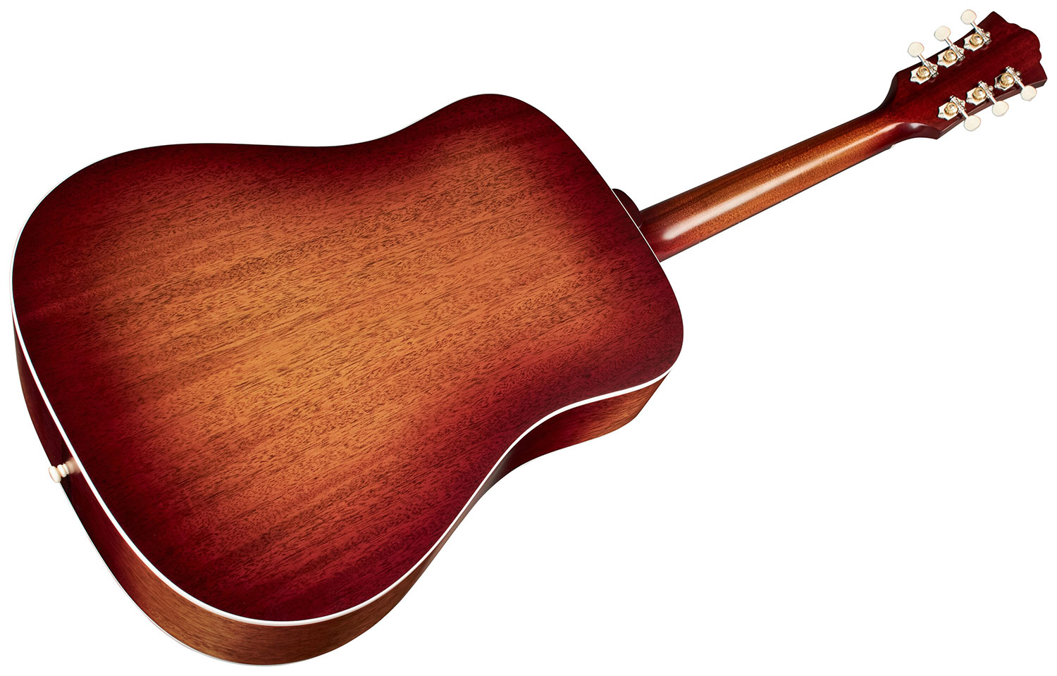 Horizontal angled back view of D-40 Standard Pacific Sunset Burst acoustic guitar