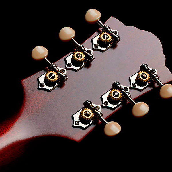 Close-up of back of the M-40 Standard Natural headstock thumb