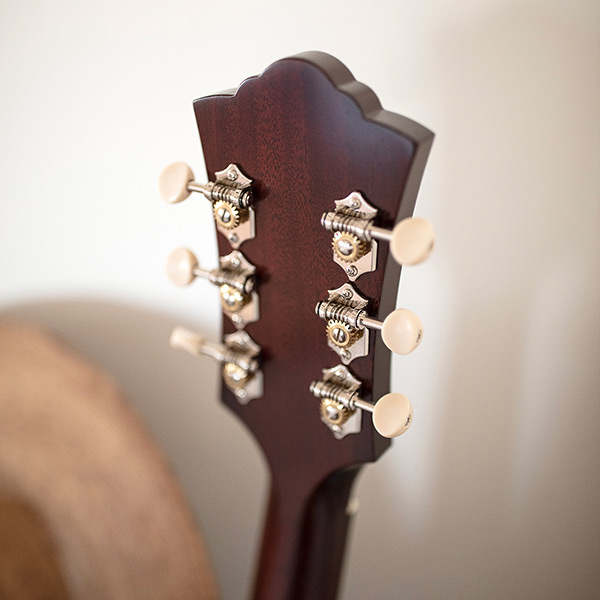Close-up of the back of the F-40 Standard Natural headstock thumb