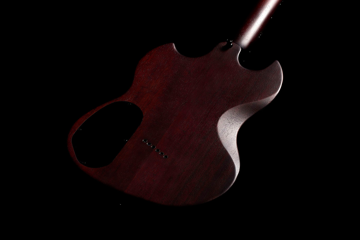 View of the back of the Polara Limited Night Edition Vintage Walnut body