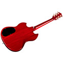 Angled back view of Polara Deluxe Cherry Red electric guitar thumb