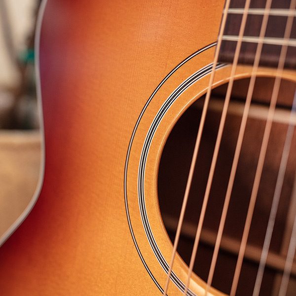 Close-up of F-40 Standard Pacific Sunset Burst soundhole thumb