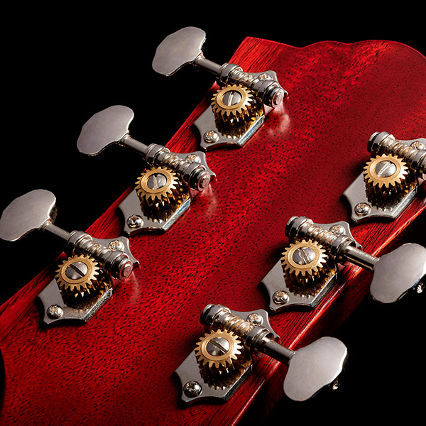 Close-up of back of the M-50 Standard Natural headstock thumb