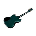 Angled back view of Polara Deluxe Kingswood Green electric guitar thumb