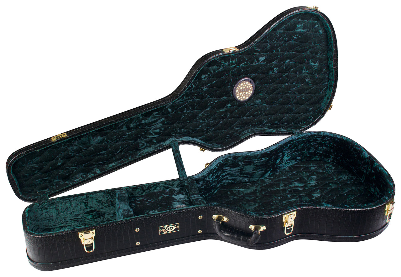 Premium Humidified Archtop Wood Case opened to show inside