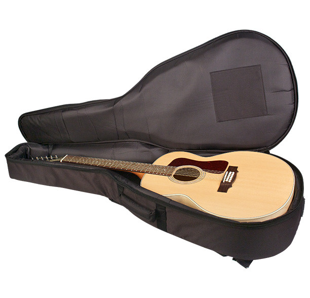 Deluxe Acoustic Gig Bag opened to show inside with guitar placed