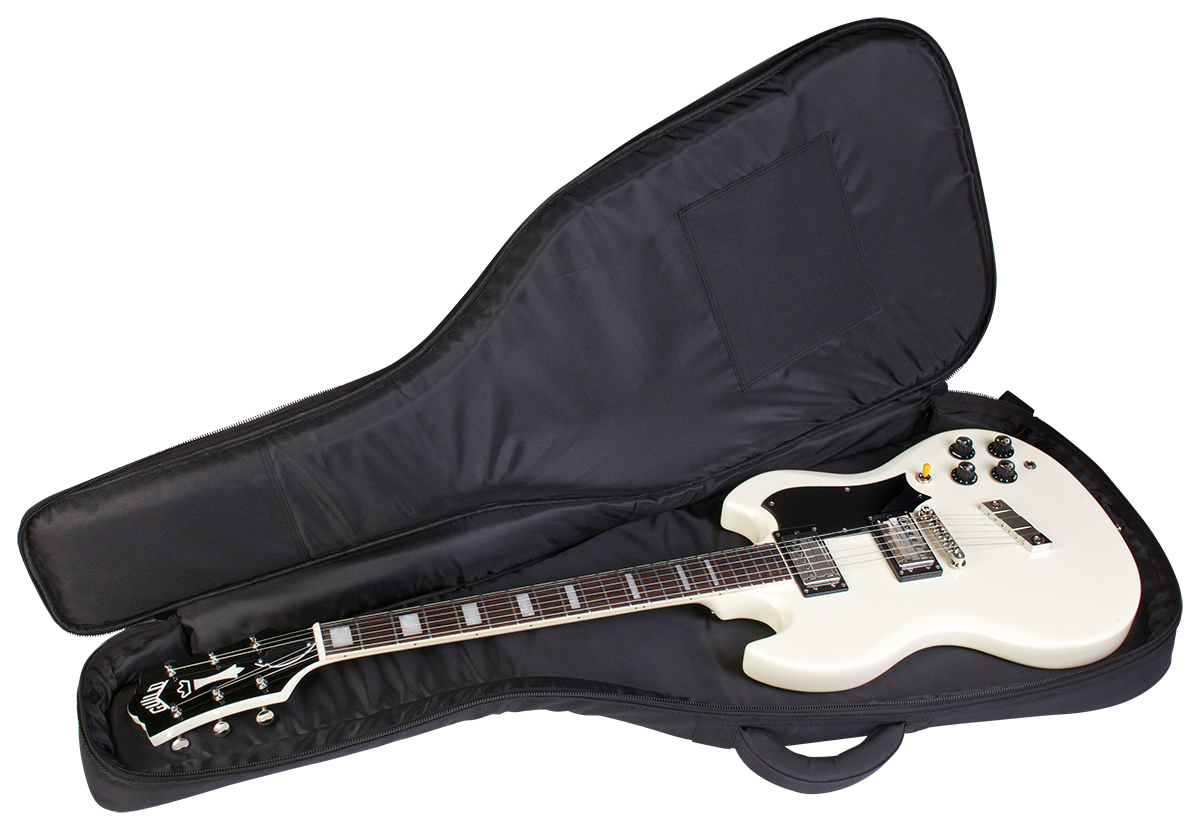 Deluxe Electric Gig Bag opened to show the inside with guitar placed