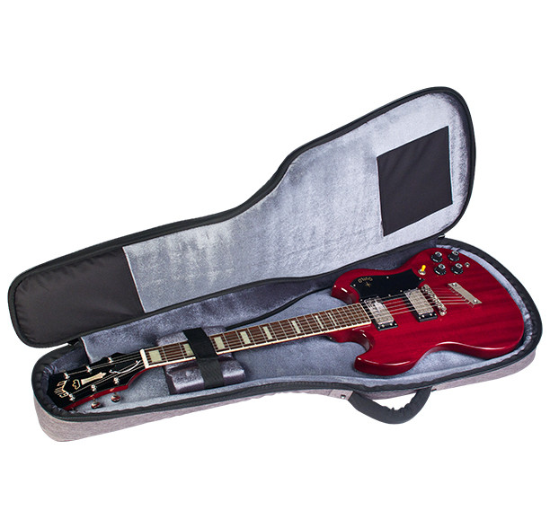 Premium Electric Gig Bag opened to show inside with guitar placed