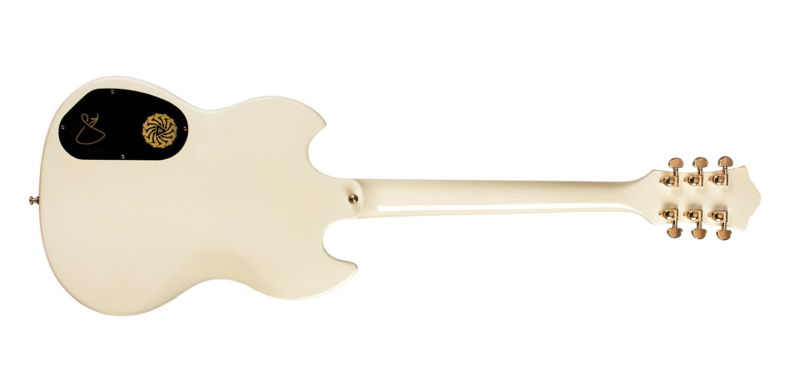 Horizontal back view of Polara Kim Thayil Vintage White