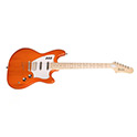 Horizontal view of  Surfliner Sunset Orange electric guitar slightly angled
