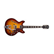 Horizontal front view of Starfire Custom DC GVT Sweet Tea guitar