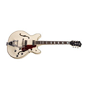 Horizontal side view of Starfire Custom DC GVT Vintage White guitar