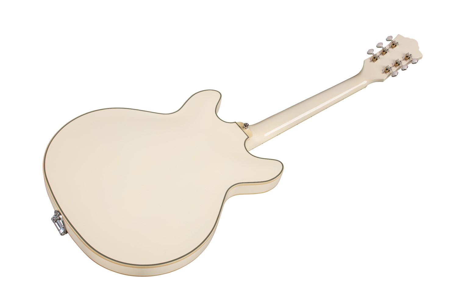 Angled back view of Starfire Custom DC GVT Vintage White guitar