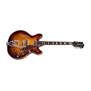 Horizontal side view of Starfire Custom DC GVT Sweet Tea guitar