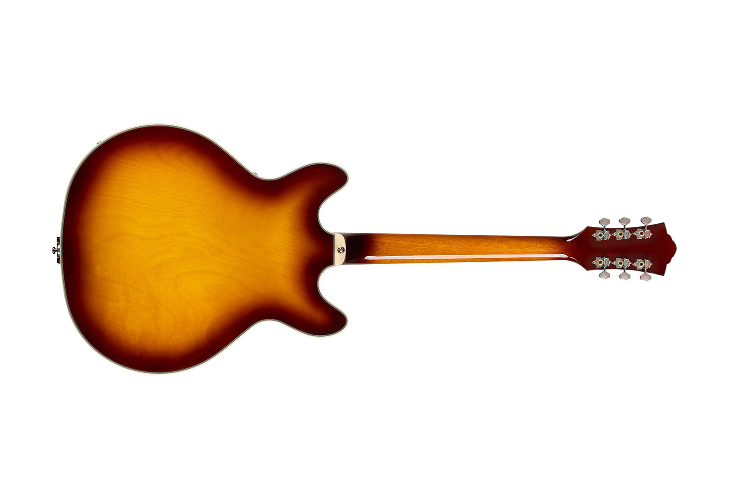 Horizontal back view of Starfire Custom DC GVT Sweet Tea guitar