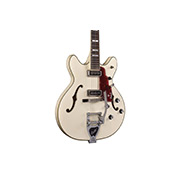 Close-up body view of Starfire Custom DC GVT Vintage White guitar