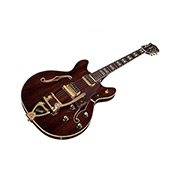 Angled front view of Starfire Custom DC GVT GH Nobel Stain guitar