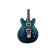 Close-up body view of Starfire Deluxe Bass Teal the Deal guitar thumb