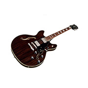 Angled front view of Starfire Deluxe DC Nobel Stain guitar