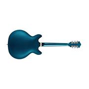 Horizontal back view of Starfire Deluxe DC Teal The Deal  guitar