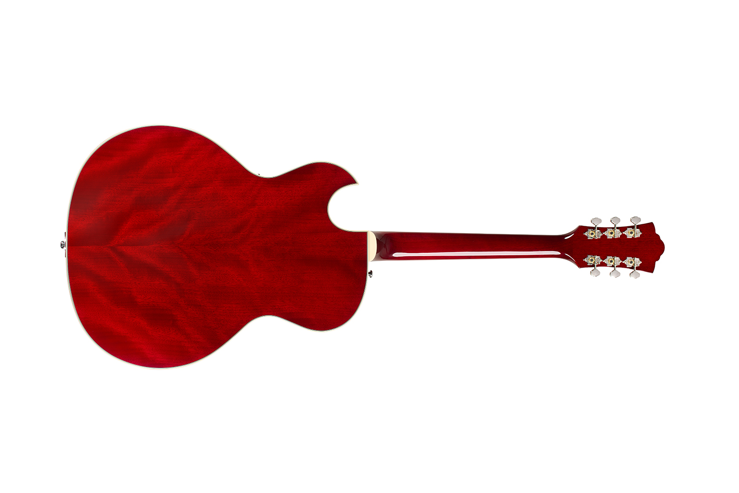 Horizontal back view of Starfire Deluxe DC GVT Cherry guitar